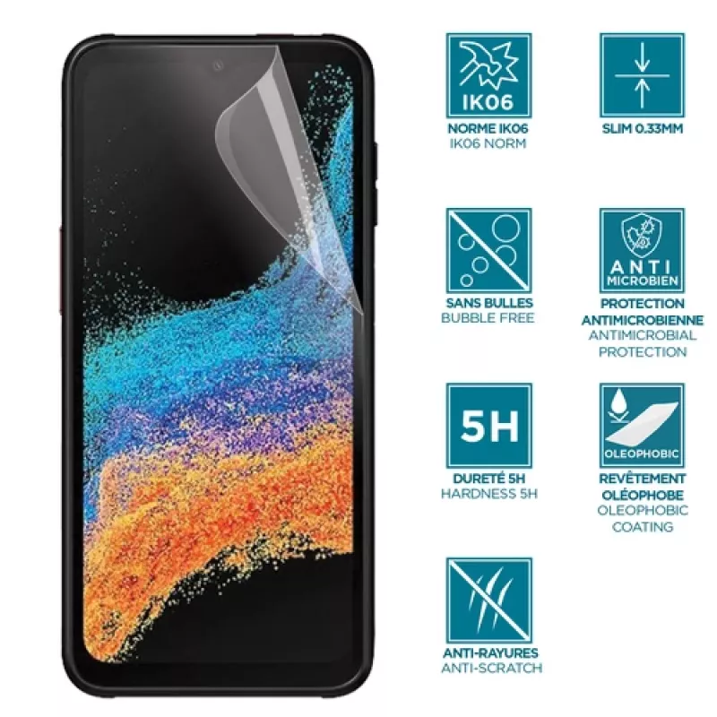 Protector de pantalla transparente Mobilis 036271 Samsung Galaxy Xcover 6 Pro Antibacteriano Polvo Resistente a rayaduras Resistente a golpes