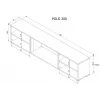 Mueble RTV POLO 200x33x50.5 blanco + chimenea negra