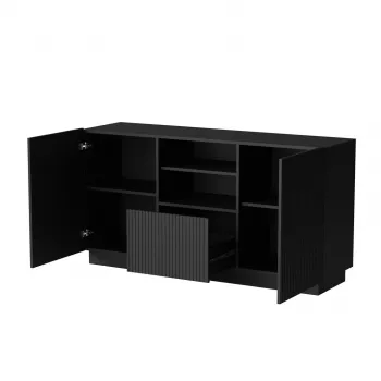 Cómoda Cama LIVERTI 150x42x78 cm, negro, aglomerado, 1 cajón