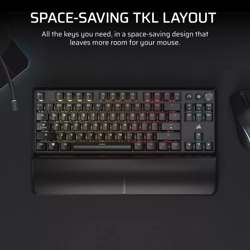 Teclado Corsair K70 CORE TKL Gaming USB + RF Wireless + Bluetooth QWERTZ alemán negro