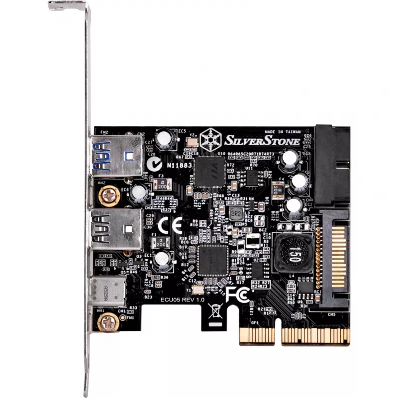 SilverStone ECU05 - adaptador USB - PCIe 2.0 x2 perfil bajo - USB 3.1 Type-C x 1 + USB3.0 x 2 + USB3.0 (interno) x 2 (SST-ECU05)