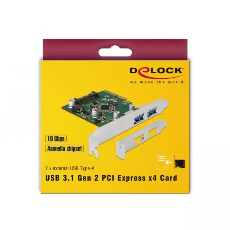 Tarjeta PCI Express x4 a 2 x conector USB 3.1 Gen 2 Type-A externo Delock (90298)