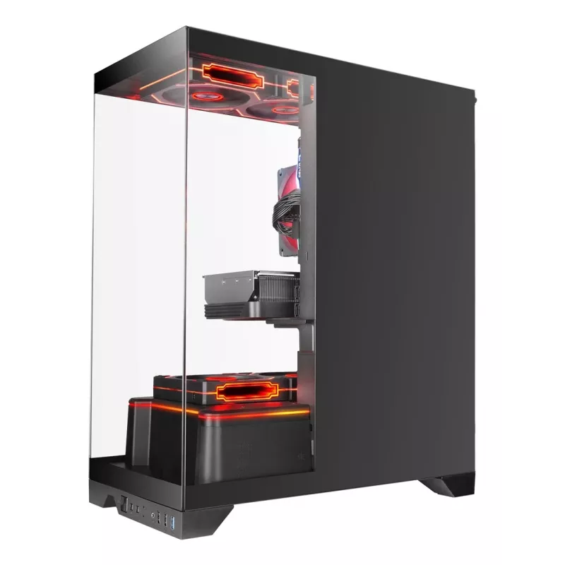 Caja de PC semitorre TACENS Mars Gaming MCPRISMA, negra, cristal templado, compatible con ATX/Micro-ATX/Mini-ITX, 2x bahías de 3,5