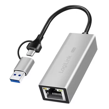 Adaptador USB-A/-C a Ethernet 2,5G, gris