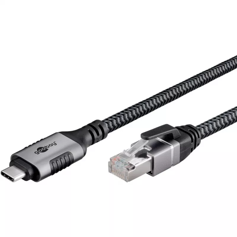 Goobay 70755 cable USB-C a RJ45 Ethernet CAT 6 para una conexión a internet por cable estable con router/módem/switch de red/sustituye al adaptador USB a RJ45 / 1