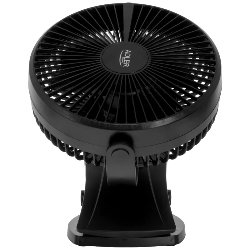 Ventilador de mesa con clip recargable Adler | AD 7342 | Ventilador de mesa | Negro | Diámetro 15,5 cm | Número de velocidades 3 | Oscilación | 5 W