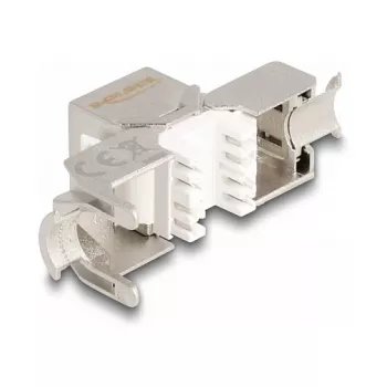 Módulo Keystone DeLOCK conector hembra RJ45 a LSA Cat.6A sin herramienta con tapa antipolvo roja