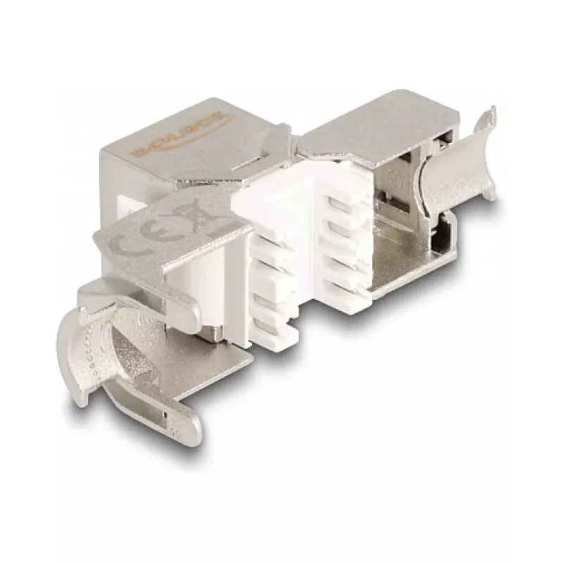Módulo Keystone DeLOCK conector hembra RJ45 a LSA Cat.6A sin herramienta con tapa antipolvo roja