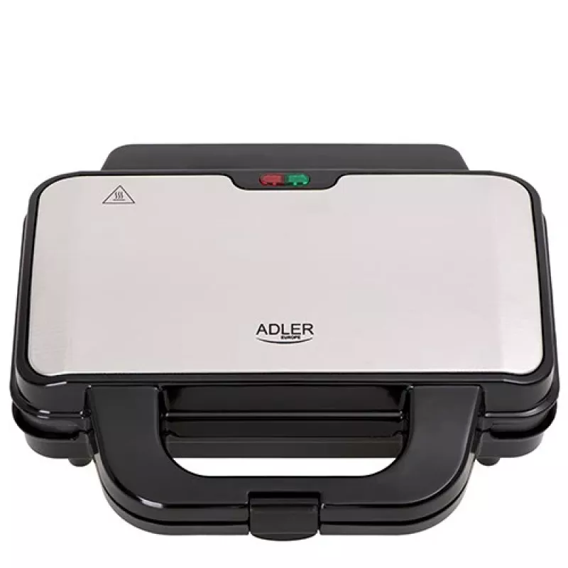 Sandwichera Adler AD 3043, 1300 W, placas antiadherentes, 2 sándwiches, superficie de cocción 285 × 152 mm, negra