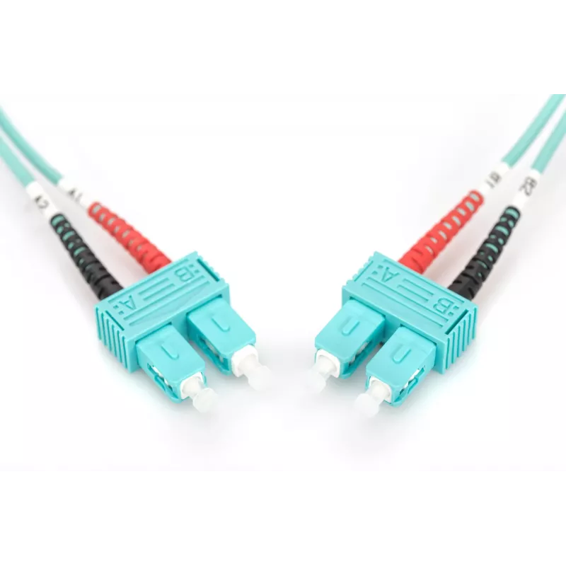 DIGITUS Professional - cable para patch panel - SC multimodo (M) a SC multimodo (M) - 2 m - fibra óptica - 50/125 micrómetros - OM3 - libre de halógenos - aguamarina