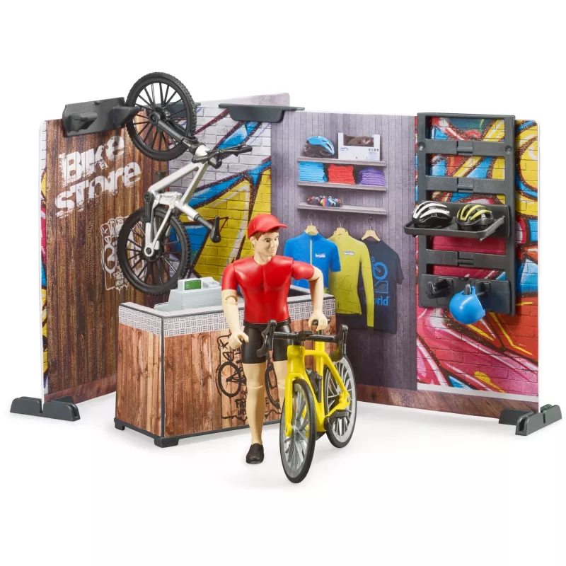 Taller de bicicletas de juguete BRUDER 63120 set de juego con taller y accesorios