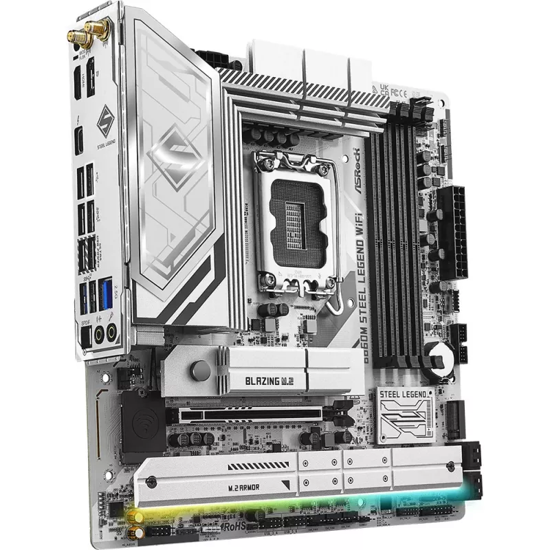 Placa base ASRock B860M Steel Legend WiFi — Intel B860, LGA 1851, micro‑ATX, DDR5, 4 DIMM, Wi‑Fi 6E, 2.5GbE