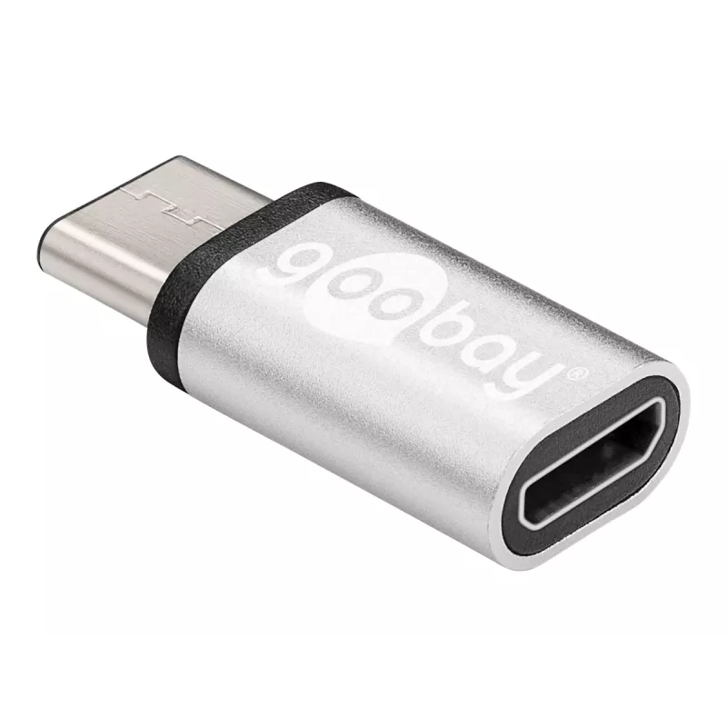 Wentronic Goobay Adaptador USB-C™ - Conector hembra USB 2.0 Micro-B, Plateado - para conectar un dispositivo USB-C™ con un cable USB 2.0 Micro-B (56636)
