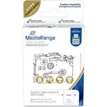 Cartucho de cinta plástica Brother TZ-241 MediaRange 18 mm 8 m negro sobre blanco