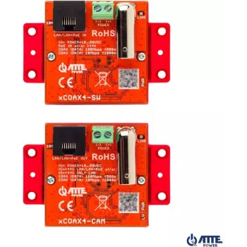 Convertidor activo Ethernet y PoE Atte xCOAX4-SET 18346 – set para Ethernet sobre coaxial, compatibilidad PoE