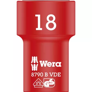 Vaso de carraca Zyklop VDE, 18mm, 3/8 rojo/amarillo, aislado hasta 1.000 voltios