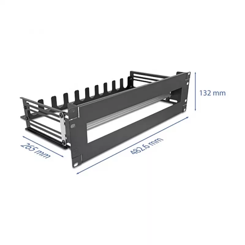 Panel de interruptor automático DELOCK 67282 — Accesorio metálico para rack de 19 pulgadas, carcasa negra, 1 unidad