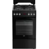 Cocina independiente BEKO FSM52331DBDS, encimera de gas 4 fuegos (2900/2000/2000/1000 W), horno eléctrico 60 L, 60 cm, clase de eficiencia energética A, negro