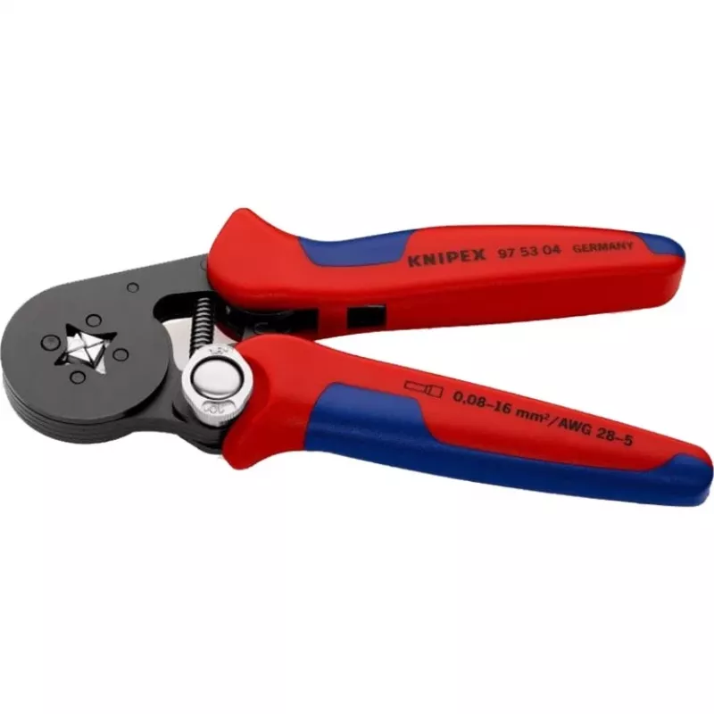 Alicate de crimpar autoajustable 97 53 04 SB (rojo/azul, para terminales de cable)