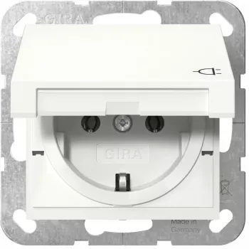 Toma de corriente Schuko GIRA System 55, blanca, profundidad 29 mm