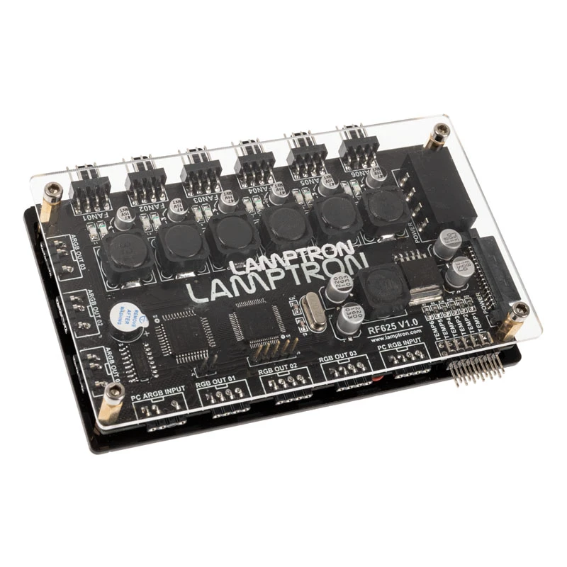Controlador de ventiladores y ARGB Lamptron LAMP-RF625B, negro – control inalámbrico para ventiladores de PC y LED RGB