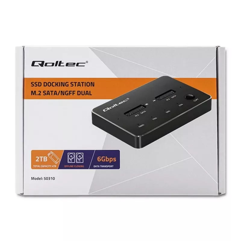 Qoltec 50310 Base de acoplamiento 2x SSD M.2 SATA NGFF USB Type-C