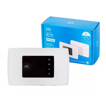 Router de red móvil ZTE MF920C — LTE 4G (800/900/1800/2100/2600 MHz), WLAN 150 Mbit/s, batería de 2000 mAh, blanco