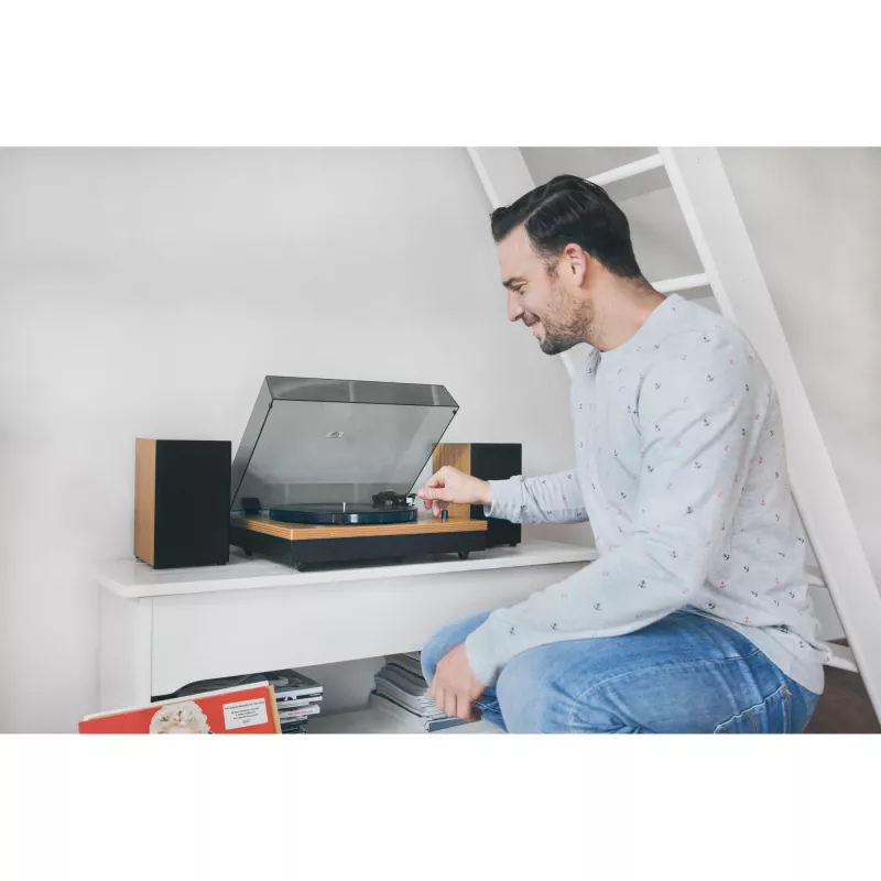 Lenco LS-300WD tocadiscos con altavoces externos, madera