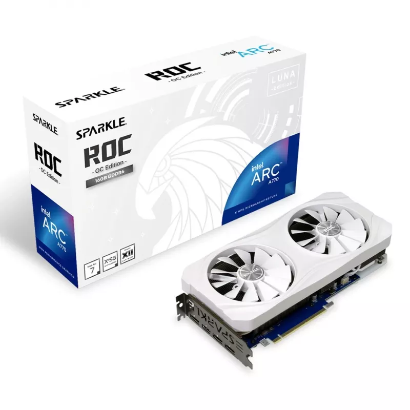 Tarjeta gráfica Sparkle SA770RW-16GOC — Intel Arc A770 ROC Luna, 16 GB GDDR6, PCIe 4.0, 256 bits