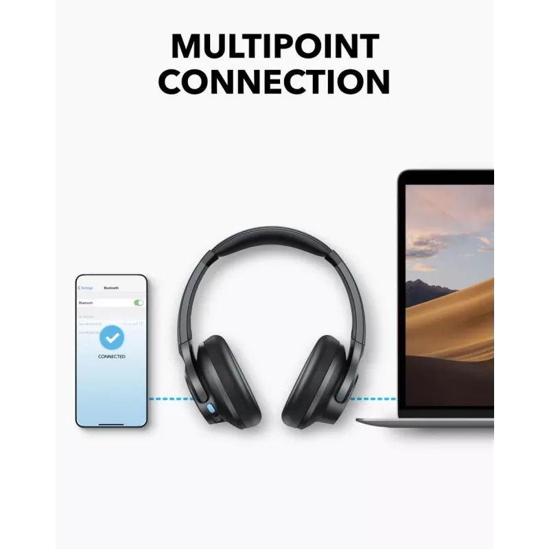 Auriculares over-ear Anker Soundcore Q11i, Bluetooth 5.0, hasta 20 h de batería, micrófono integrado, gris oscuro