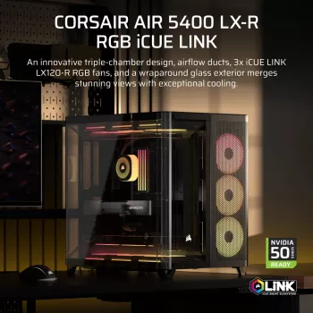 Corsair AIR 5400 LX-R RGB iCUE LINK torre Midi negra