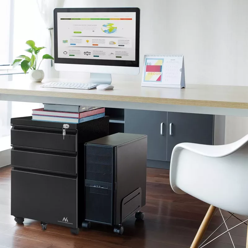 Unidad de cajones de oficina Maclean MC-850 Negro Metal 2 cajones