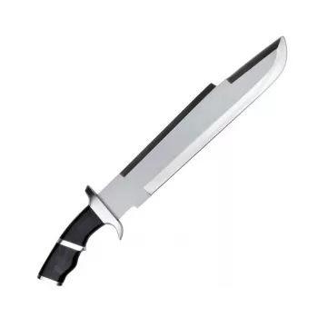Cuchillo de supervivencia cinema classic CC-PDT — hoja de acero inoxidable 375 mm, longitud total 525 mm, empuñadura de acero inoxidable, funda de plástico negra, 1 kg