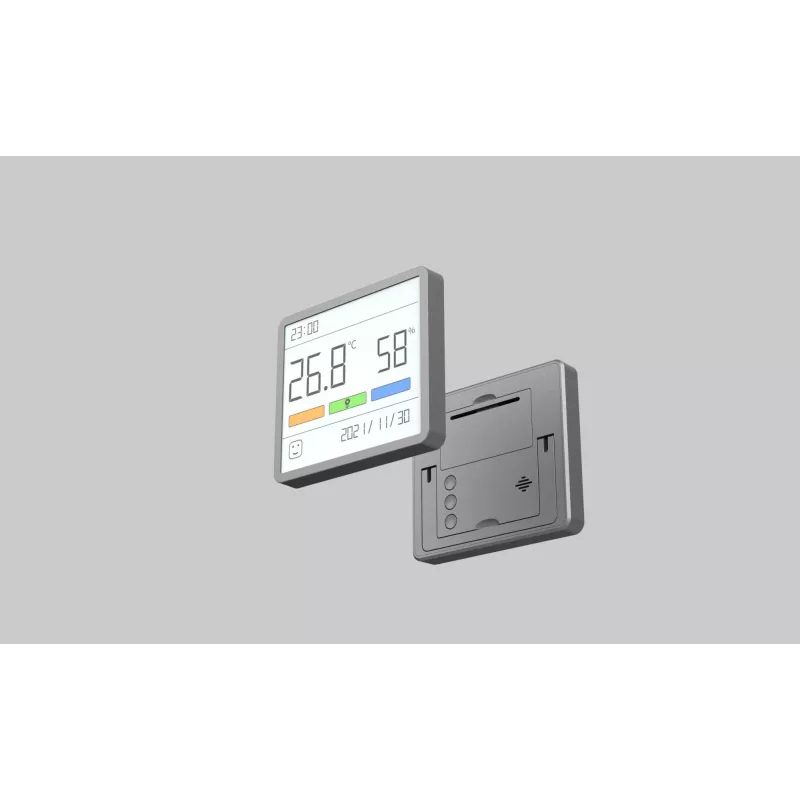 Higrómetro, termómetro y reloj combinados MOVA MTHM01 – unidad interior digital para medir la humedad relativa y la temperatura, compacta para escritorio, estantería o pared