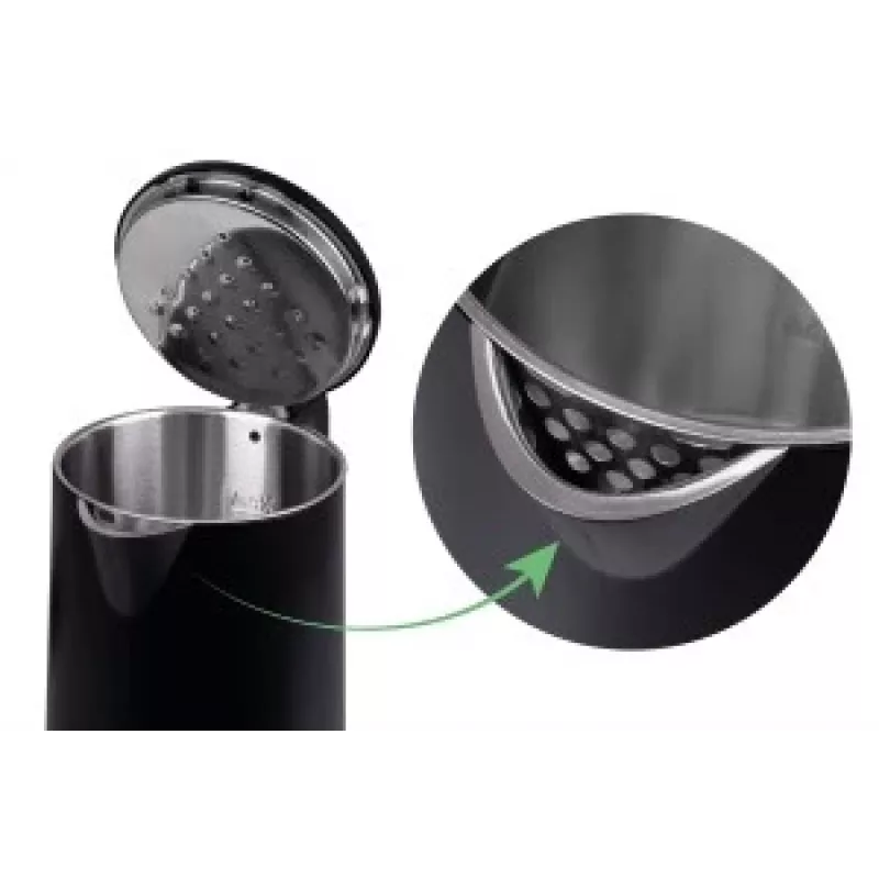 Hervidor de agua IDEAL 1,7 l, carcasa de acero, potencia 1500 W, negro