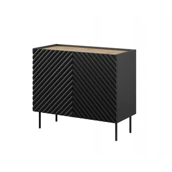 Cómoda Cama Meble ONDA 2D 98x45x85 cm, negro, marco de aglomerado