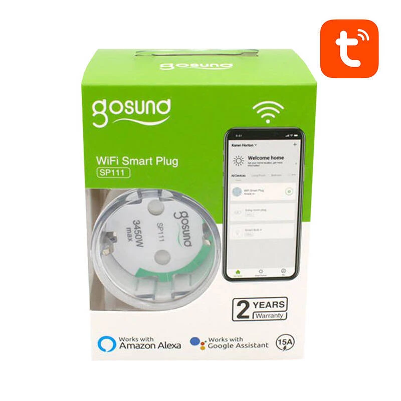 Enchufe inteligente WiFi Gosund SP111 3680W 16A, Tuya pack de 2
