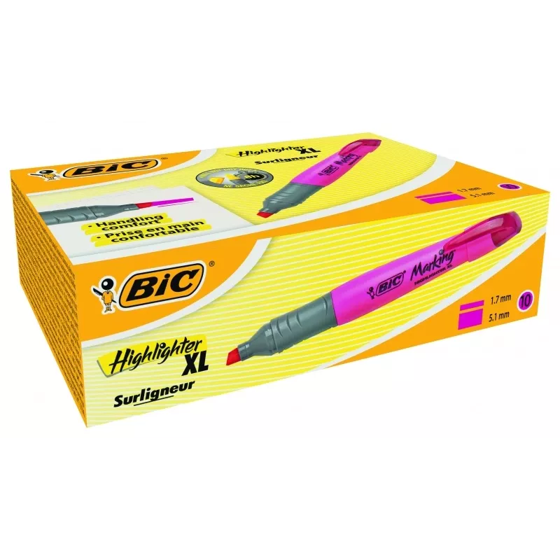 Subrayador BIC XL 2-5 mm, rosa, caja de 10 uds. 247130