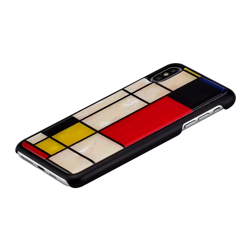 Funda para smartphone iKins para iPhone XS Max Mondrian negra – cubierta protectora, carcasa rígida