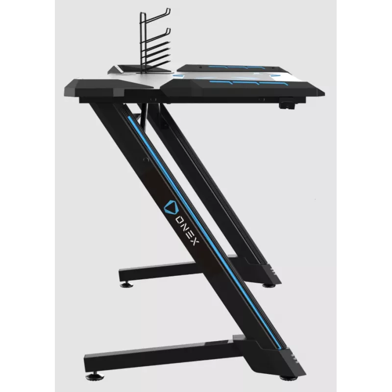 Onex | Escritorio gaming RGB con portavasos, gancho para auriculares, soporte para mando, 114 cm (ancho) | GD1200Z | Negro