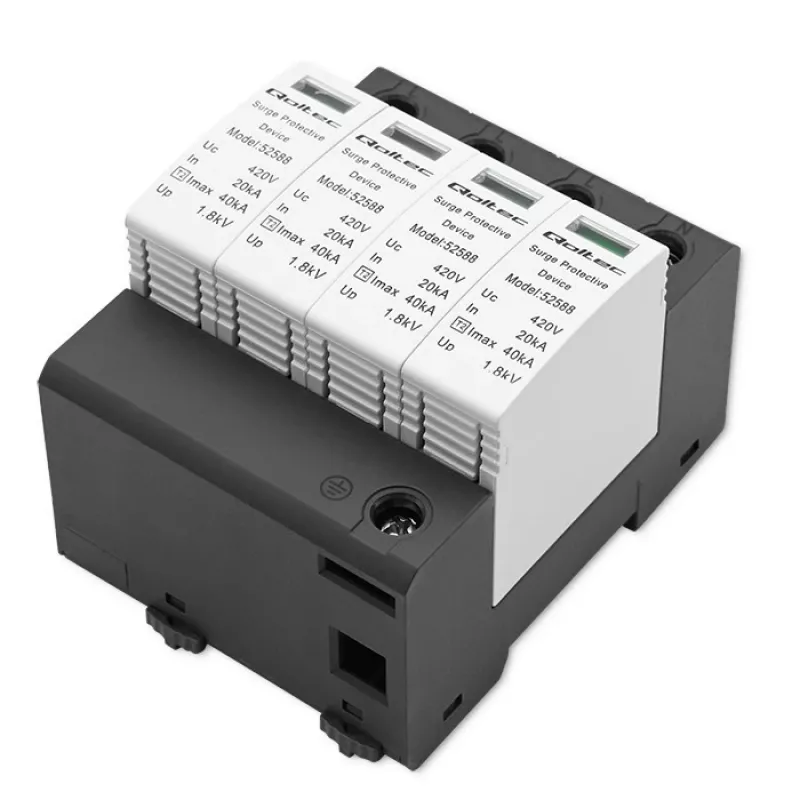 Protector contra sobretensiones QOLTEC 52588 AC 4P 420V T2 C — pararrayos AC de 4 polos, 420 V, Tipo 2