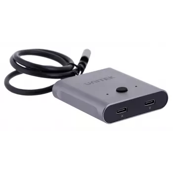 Docking station Unitek D1078A — hub USB-C, 2x entrada USB-C, 1x salida USB-C, 100 W PD, compatible con 4K, máx. 3480×2160, gris