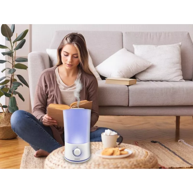 Beper 70.401 difusor de aromas ultrasónico y humidificador, 2,4 l, LED de 7 colores, 25 W