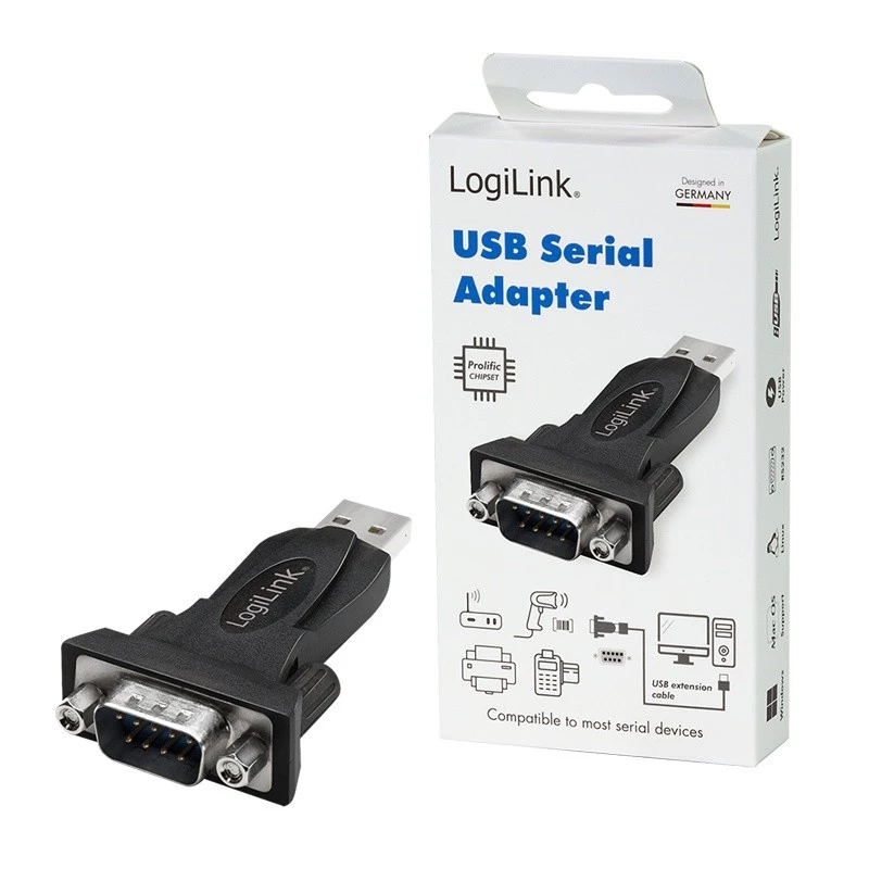 Adaptador RS-232 USB 2.0 LogiLink AU0002F Macho Negro