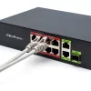 Switch Ethernet QOLTEC 52297 PoE RJ45 con uplink PoE y puerto SFP