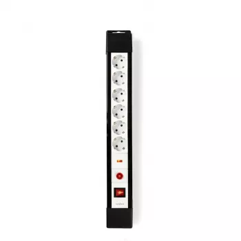 Nedis EXS630SPF1PRO Alargador 3 m 6 tomas AC para interior Negro, Blanco