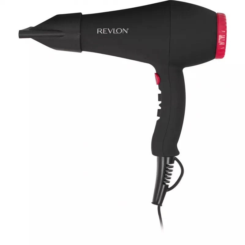 Secador de pelo REVLON RVDR5251E 2000 W, iónico, 3 niveles de calor, 2 velocidades, Cool Shot — negro/rosa
