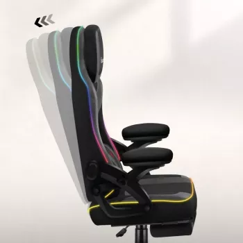 Silla gaming huzaro HZ-FORCE 4.6 RGB negra Mesh — ergonómica, altura ajustable, iluminación RGB, asiento de tela, máx. 130 kg