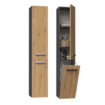 Armario de baño Topeshop NEL IV ANTR/ART — de pie, grafito/roble, 3 baldas, 310×300×1740 mm