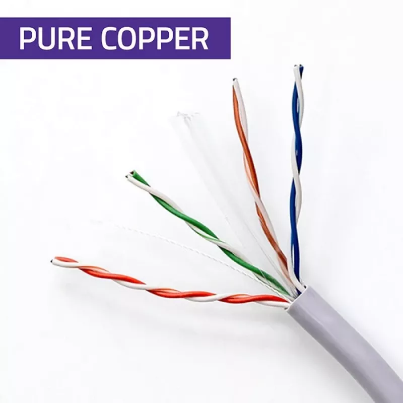 Cable de red UTP CAT6 cobre Cu 100 m gris – QOLTEC 54560